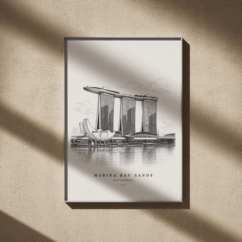 Architecture & Buildings 013 Marina Bay Sands Line Art Poster - Image 1