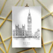 Big Ben Line Art Poster - Image 3
