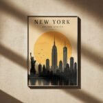 New York Golden Skyline Poster