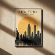 New York Golden Skyline Poster