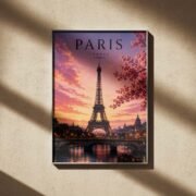 Paris Sunset Skyline Poster