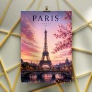 Paris Sunset Skyline Poster - Image 3