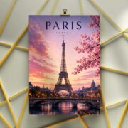 Paris Sunset Skyline Poster - Image 3