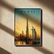 Dubai Golden Skyline Poster