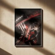 Ferrari F1 Night Drift Action Wall Poster