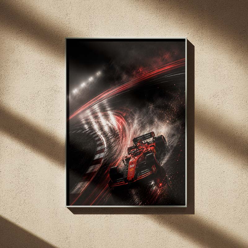 Formula 1 & Motorsport Inspired 4 Ferrari F1 Night Drift Action Wall Poster - Image 1