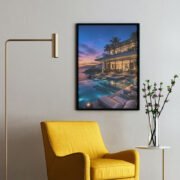 Oceanfront Villa Evening Scene Art Print - Image 2