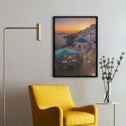 Santorini Sunset Fine Dining Art Print - Image 2