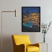 Luxury Mansion Night Poolside Art Print - Image 2