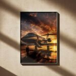 Private Jet Sunset View Art Print
