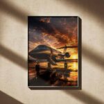 Private Jet Sunset View Art Print