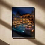 Luxury Mansion Night Poolside Art Print