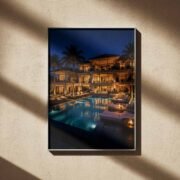 Luxury Mansion Night Poolside Art Print