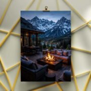Mountain Cabin Evening Retreat Art Print - Image 3