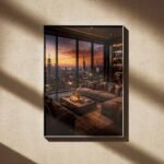 New York Penthouse Skyline Night Art Print