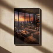 New York Penthouse Skyline Night Art Print