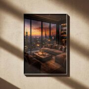 New York Penthouse Skyline Night Art Print