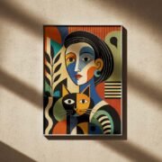 Cubist Woman and Cat Poster
