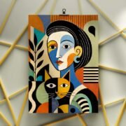 Cubist Woman and Cat Poster - Image 3