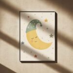 Sleepy Moon and Stars Poster