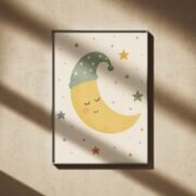 Sleepy Moon and Stars Poster