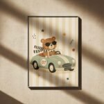 Race Car Bear Poster