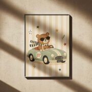 Race Car Bear Poster