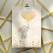 Balloon Elephant Meadow Poster - Image 3