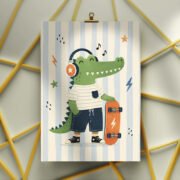 Skater Crocodile Cool Poster - Image 3