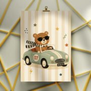 Race Car Bear Poster - Image 3