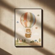 Hot Air Balloon Bear Poster