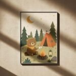 Campfire Bear Night Poster