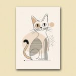 Geometric Cat Line Art Poster