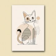 Geometric Cat Line Art Poster