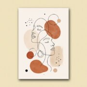 Entwined Faces Line Art Poster