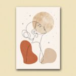 Moonlit Woman Line Art Poster