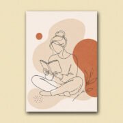 Reading Woman Line Art Poster