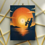 Saxophone Sunset Silhouette Poster - Image 3