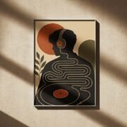 Headphones Maze Silhouette Poster