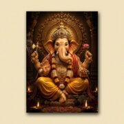 Lord Ganesha Golden Throne Poster
