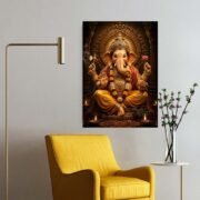 Lord Ganesha Golden Throne Poster - Image 2