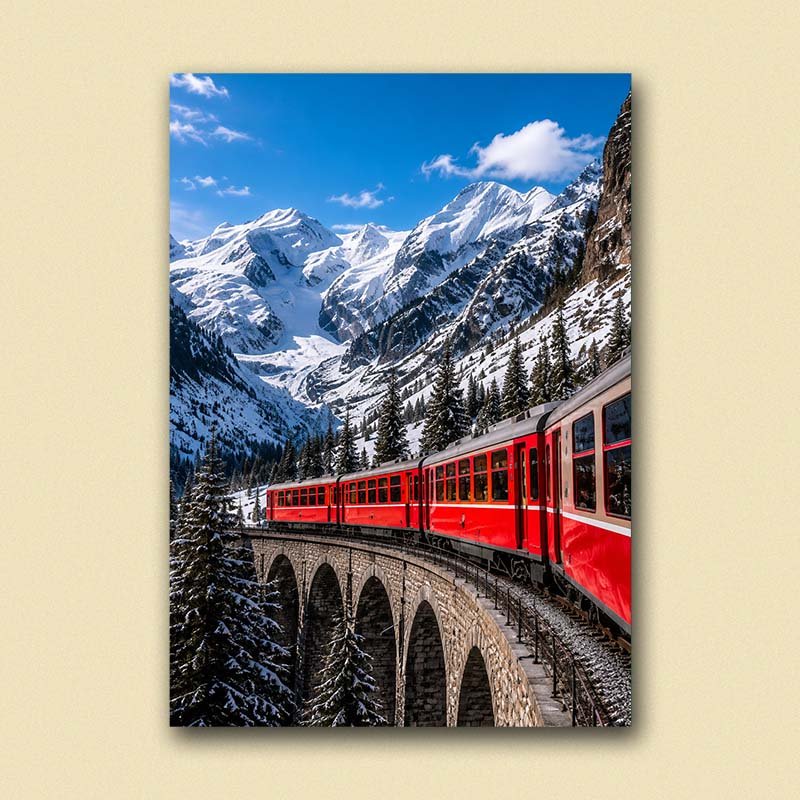 Travel & Wanderlust 2 Red Canoe Mountain Lake Poster - Image 1