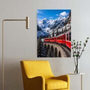 Red Canoe Mountain Lake Poster - Image 2
