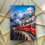 Red Canoe Mountain Lake Poster - Image 3