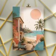Coastal Village Sunset Poster - Image 3